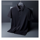 Men's Ice Silk Seamless Polo Shirt — Traceless, Solid Colour Business