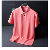 Men's Ice Silk Seamless Polo Shirt — Traceless, Solid Colour Business