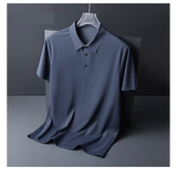 Men's Ice Silk Seamless Polo Shirt — Traceless, Solid Colour Business