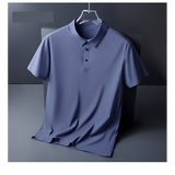 Men's Ice Silk Seamless Polo Shirt — Traceless, Solid Colour Business