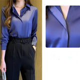 Women Silk Shirt Long Sleeve Fashion Woman Blouses Satin Top Female Shirts and Blouse Basic Ladies Tops OL Women Clothing