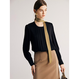 Women's Silk Chic Blouse — Round Collar, Off White Office