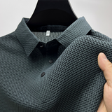 Men's Ice Silk Breathable Business Polo Shirt — Short Sleeve, Hollow Pattern