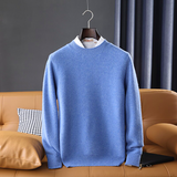 Men's Round Neck Knitted Pullover — Thickened 100% Wool, Business