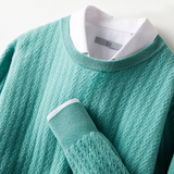 Men's Round Neck Cashmere Sweater — 100% Merino Wool, Twisted Pattern
