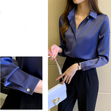 Women Silk Shirt Long Sleeve Fashion Woman Blouses Satin Top Female Shirts and Blouse Basic Ladies Tops OL Women Clothing