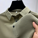 Men's Ice Silk Breathable Business Polo Shirt — Short Sleeve, Hollow Pattern