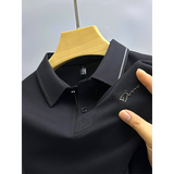 Men's Luxury Ice Silk Embroidery Polo Shirt — Short Sleeve, Business