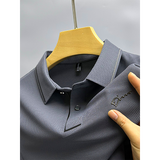 Men's Luxury Ice Silk Embroidery Polo Shirt — Short Sleeve, Business