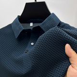 Men's Ice Silk Breathable Business Polo Shirt — Short Sleeve, Hollow Pattern