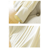 Women's Silk Chic Blouse — Round Collar, Off White Office