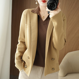 Women Spring and Autumn cashmere Coats Vintage Long Sleeve Jackets fashion Elegant coat
