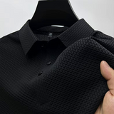 Men's Ice Silk Breathable Business Polo Shirt — Short Sleeve, Hollow Pattern