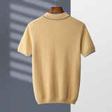 Men's Cashmere POLO Collar Short Sleeve Knit Pullover Top