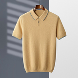 Men's Cashmere POLO Collar Short Sleeve Knit Pullover Top