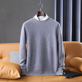 Men's Round Neck Knitted Pullover — Thickened 100% Wool, Business