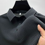 Men's Ice Silk Breathable Business Polo Shirt — Short Sleeve, Hollow Pattern