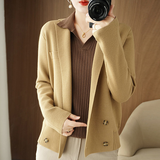 Women Spring and Autumn cashmere Coats Vintage Long Sleeve Jackets fashion Elegant coat