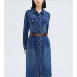 Women dress Long Sleeved Spring Elegant Denim Skirt