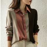 Women's Striped Chiffon Long Sleeve Blouse — Office Casual