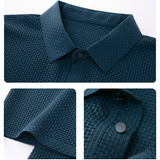 Men's Ice Silk Breathable Business Polo Shirt — Short Sleeve, Hollow Pattern