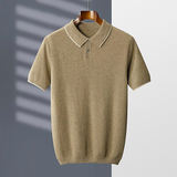 Men's Cashmere POLO Collar Short Sleeve Knit Pullover Top