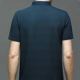 Men's Ice Silk Breathable Business Polo Shirt — Short Sleeve, Hollow Pattern
