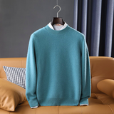 Men's Round Neck Knitted Pullover — Thickened 100% Wool, Business
