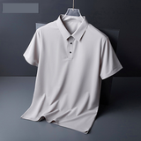 Men's Ice Silk Seamless Polo Shirt — Traceless, Solid Colour Business