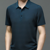Men's Ice Silk Breathable Business Polo Shirt — Short Sleeve, Hollow Pattern