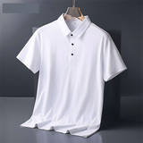 Men's Ice Silk Seamless Polo Shirt — Traceless, Solid Colour Business