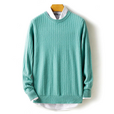Men's Round Neck Cashmere Sweater — 100% Merino Wool, Twisted Pattern