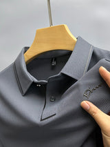Men's Luxury Ice Silk Embroidery Polo Shirt — Short Sleeve, Business