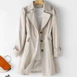 Women's Korean Single-Breasted Mid-Length Trench Coat — Spring Autumn