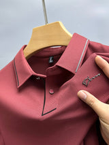 Men's Luxury Ice Silk Embroidery Polo Shirt — Short Sleeve, Business