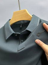 Men's Luxury Ice Silk Embroidery Polo Shirt — Short Sleeve, Business