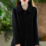 New Womens Mid-length Double-faced Wool Coat