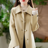 New Womens Mid-length Double-faced Wool Coat