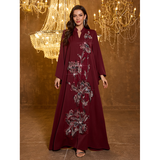 Womens Mandarin-collar Long-sleeve Dress