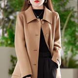 New Womens Mid-length Double-faced Wool Coat