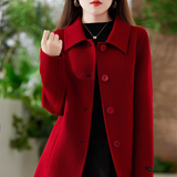 New Womens Mid-length Double-faced Wool Coat