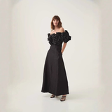 Three-dimensional Floral Slim-fit Long Dress For Women
