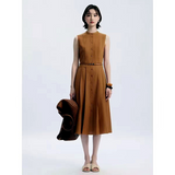 Womens Solid Color Loose And Versatile Sleeveless Sheath Dress