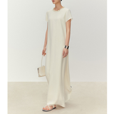Round-neck Heavily Embellished Beaded Straight-cut Short-sleeve Dress