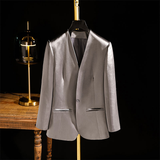 Acetic Acid Slim-fit White Collarless Petite Blazer For Women