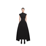 Women's Solid Color Sleeveless Swing High Waist Dress