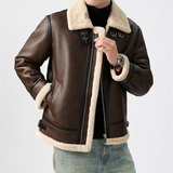 Mens Short Shearling Coat With Fur Attached