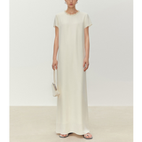 Round-neck Heavily Embellished Beaded Straight-cut Short-sleeve Dress