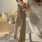 Womens Sleeveless Waist-Cinching Vest Skirt