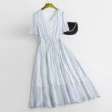 Womens Solid Color Fashionable Silk Dress